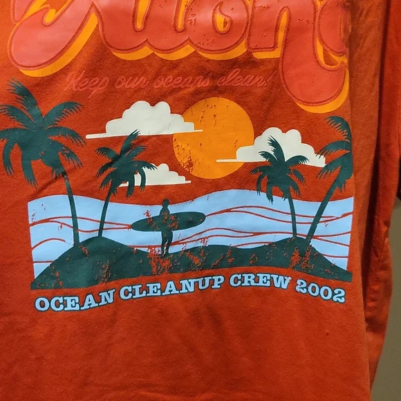 Nearly New SHEIN Orange Aloha Print Tee XXL - Picture 3 of 7